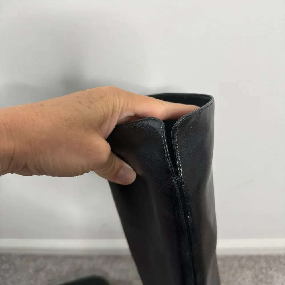 NEW Larroude Kate Hi Boot In Black Leather 9